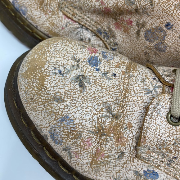 Doc Martens Vintage Distressed Pink Floral Crackle Boots - Picture 4 of 10